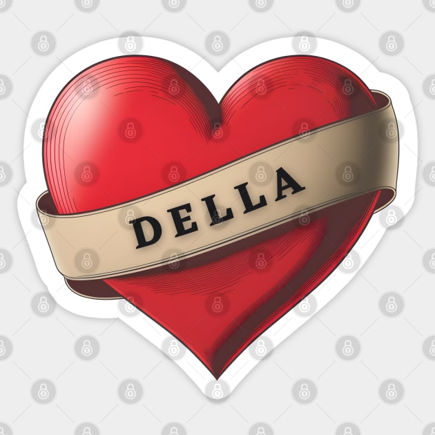 Della - Lovely Red Heart With a Ribbon Sticker by Allifreyr@gmail.com